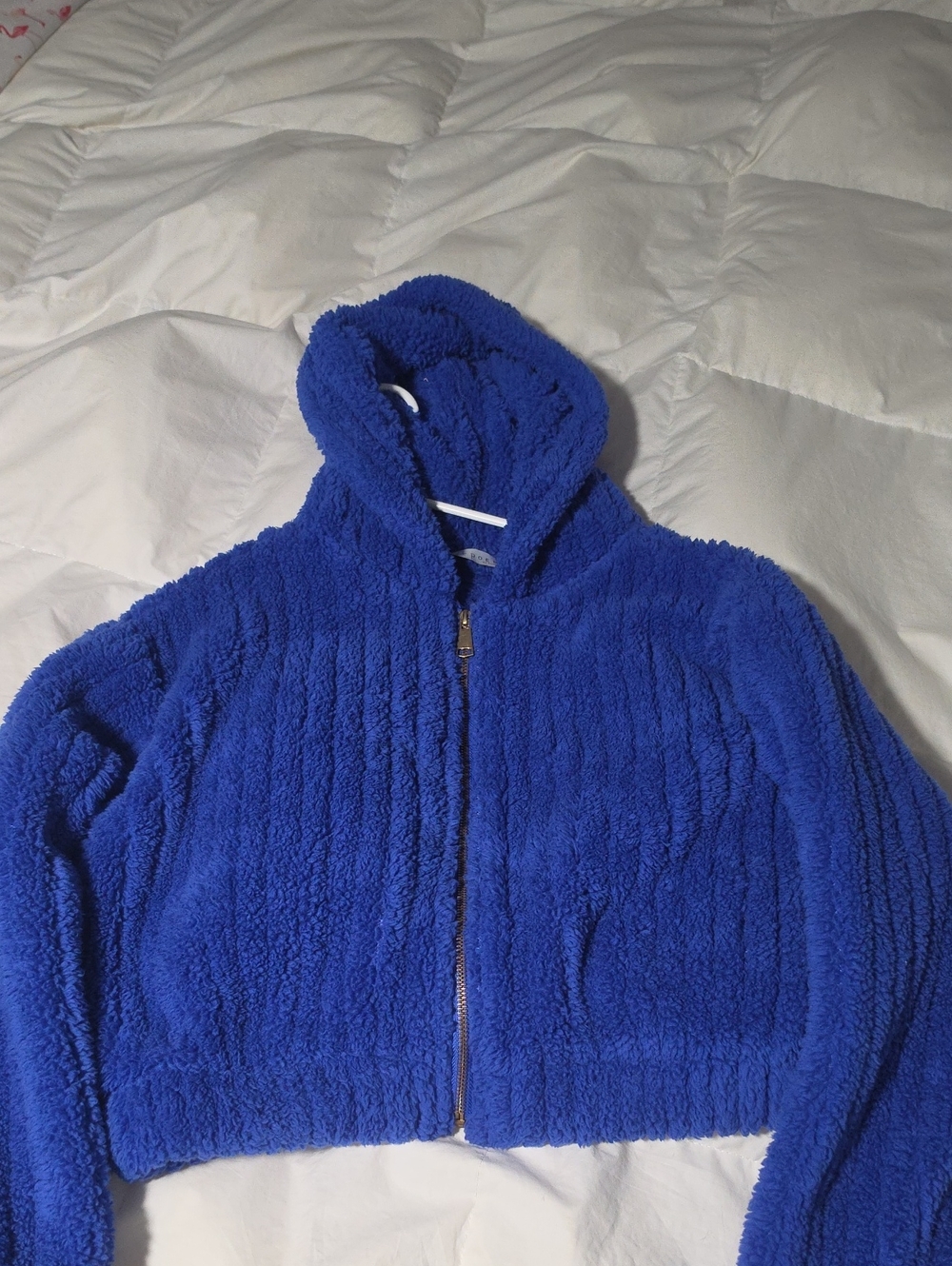 Women Cozy Hooded Zip Jacket - Royal Blue